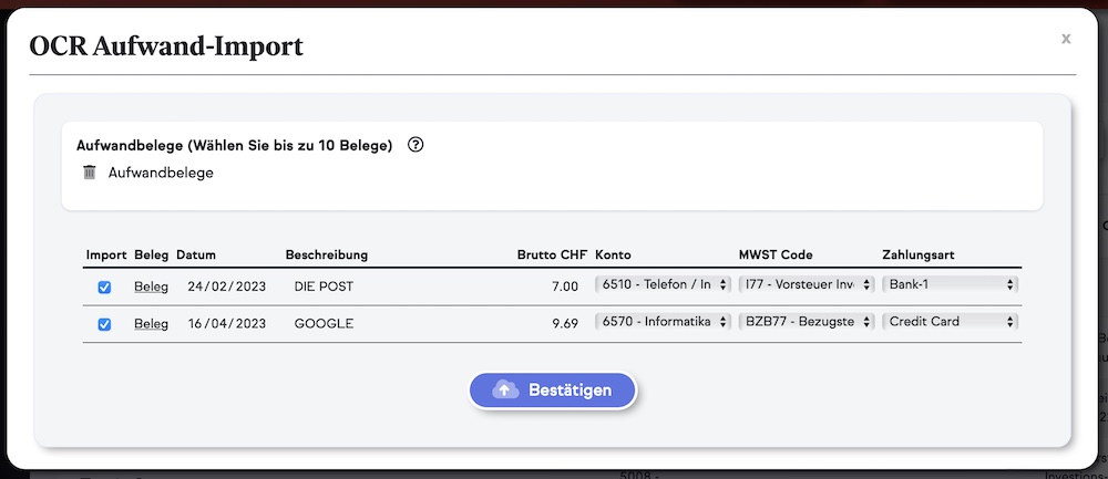 Einfache Verbuchung durch Bankenimport und OCR-Belegerkennung