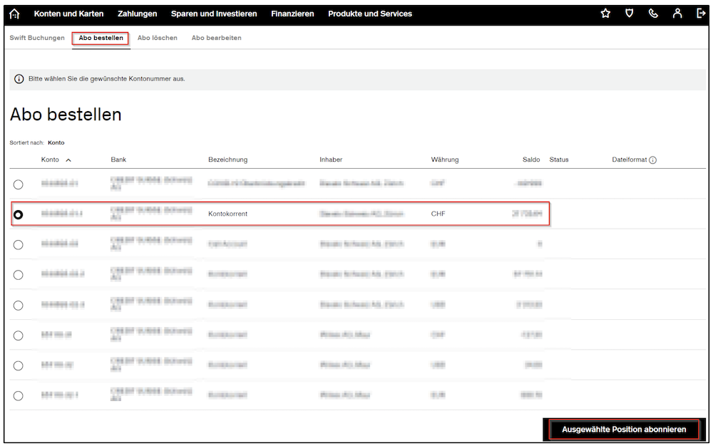 Anleitung zum Download der E-Banking Camt.053-Datei